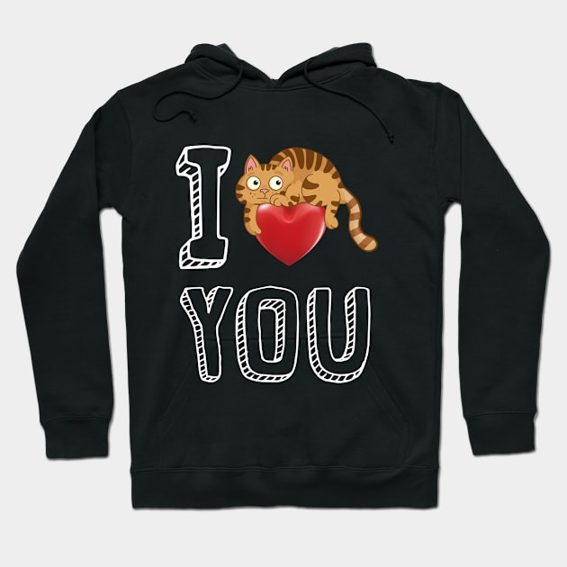 I Love You Cat Valentine T-shirt Hoodie by Elsie